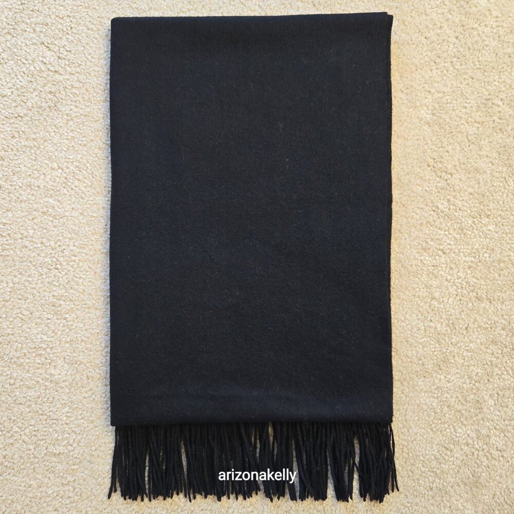 Black Cashmere Scarf Thick Soft Lux - Picture 9 of 16